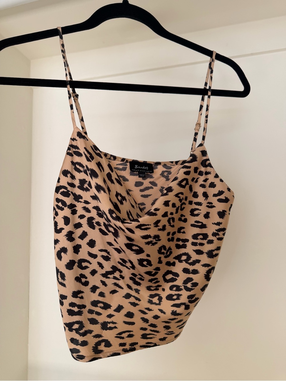 Bardot Beige and Black Leopard Print Cowl Neck Camisole